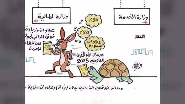 كاريكاتير- رواتب الموظفين النازحين