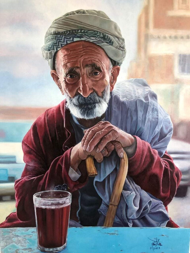 لوحة عدنان جُمن كلمات في نظرة(النداء بالإتفاق مع الفنان)