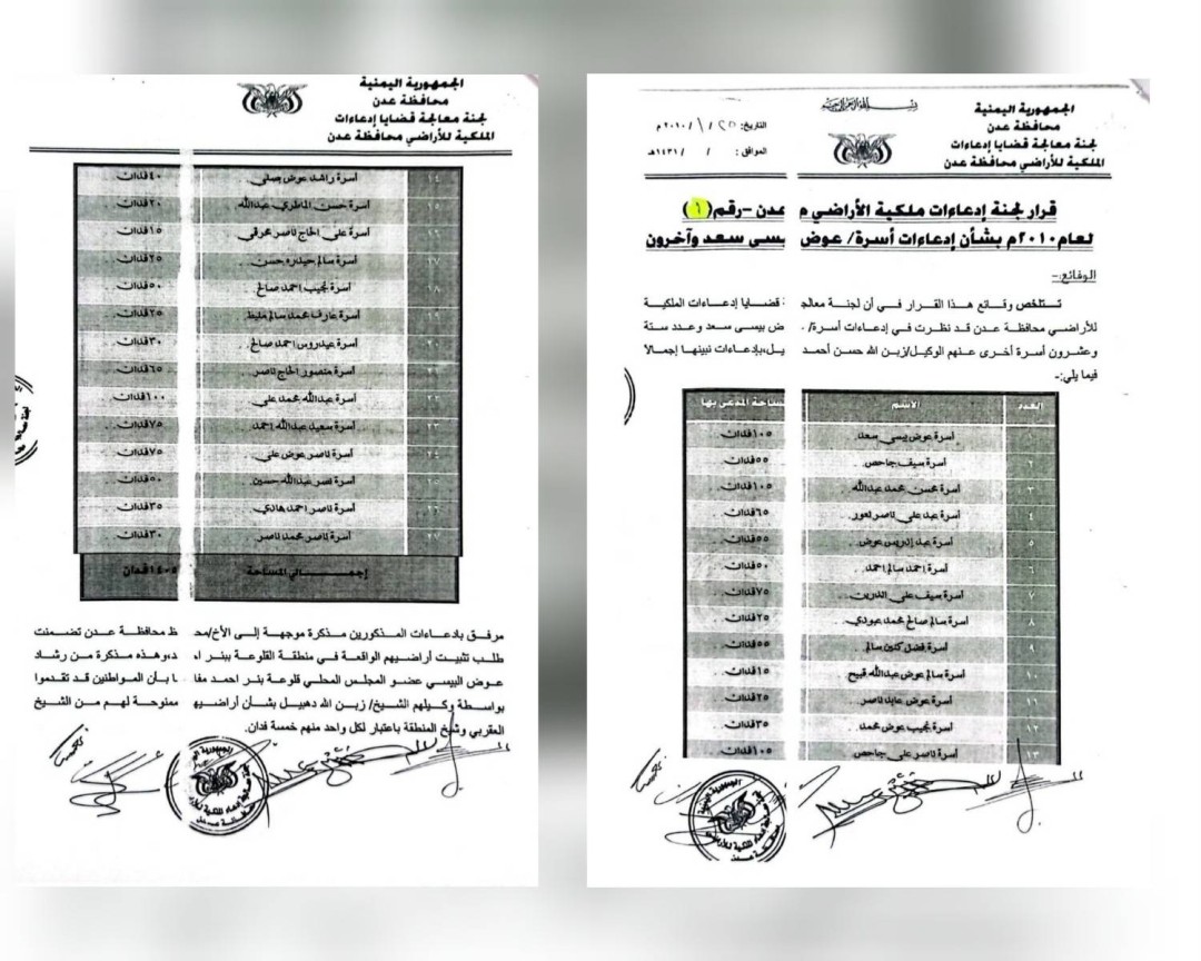 قرار لجنة ادعاء ملكية الاراضي قرار لجنة ادعاء ملكية الاراضي