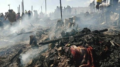 الضالع: حريق يلتهم مخيم لاجئين صوماليين في قعطبة